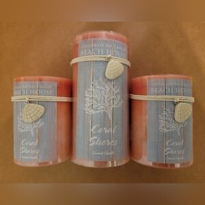 Chesapeake Bay Candles (3) Pillar Coral Shores